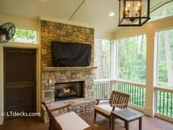 fireplace on porch