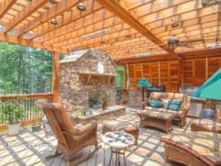 fireplace on a deck