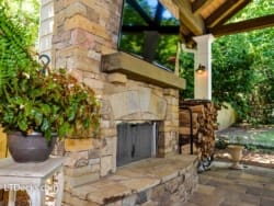 stone outdoor fireplace