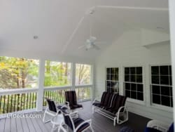 screen porch with vaulted ceiling
